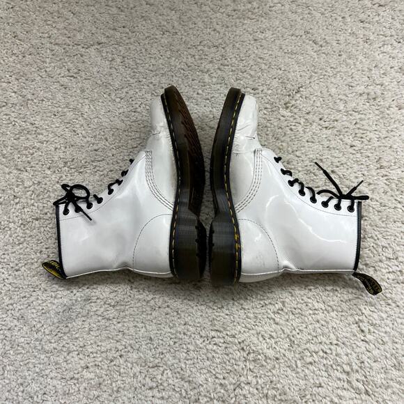 Doc Dr Marten White Patent Leather Boots Womens 7 - Picture 9 of 10